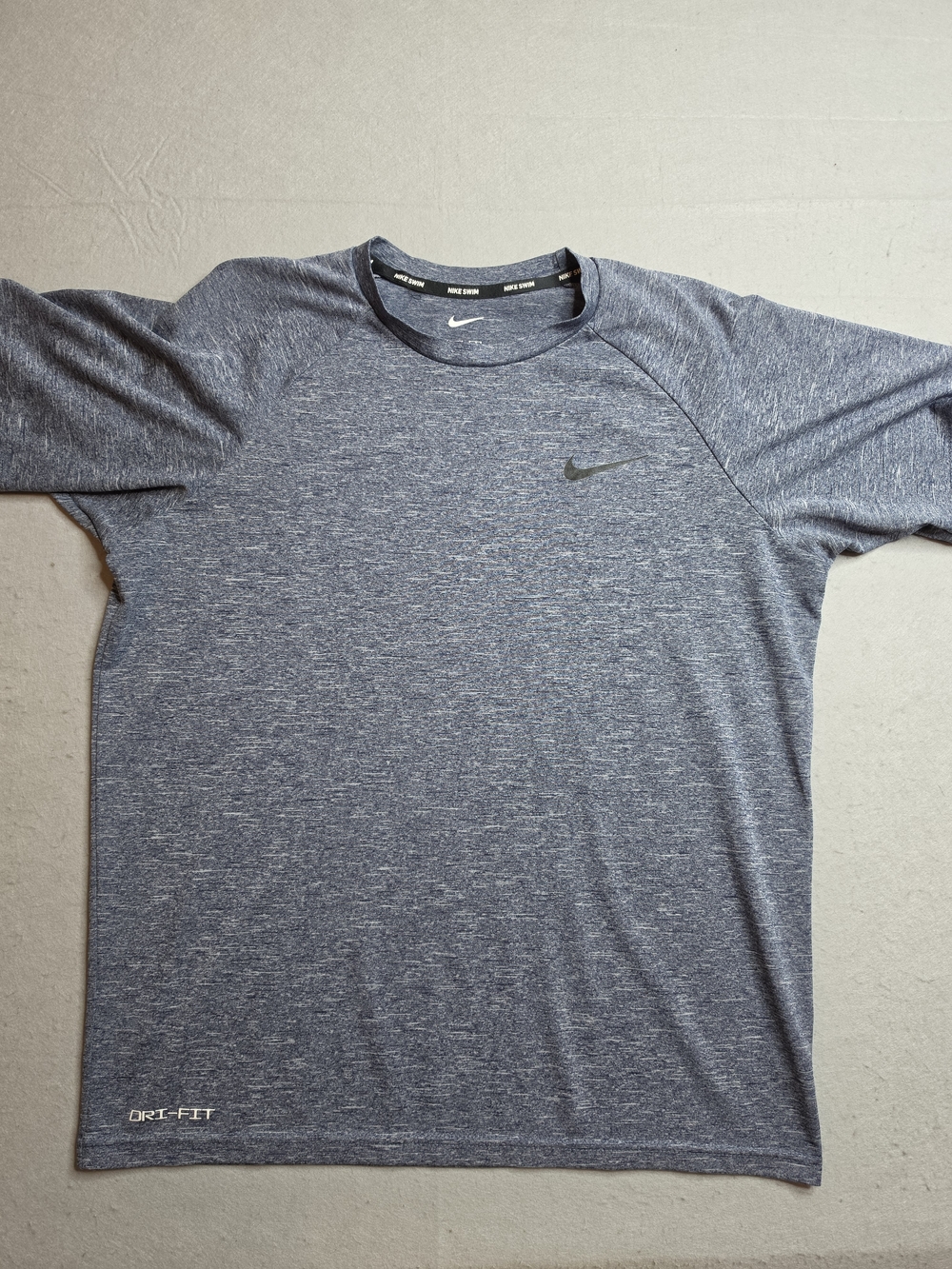 Nike Swim Dri-Fit Mens Dark Heather Blue Gray Short Sleeve Shirt‎ UPF 40+ Size S